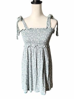 Lazy Sundays Sleeveless Dress White Green / Blue Small